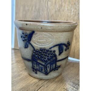 Beaumont Brothers Pottery Crock Planter BBP Stoneware Blueberries Salt Glazed